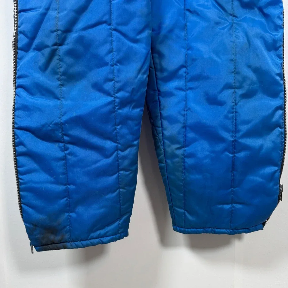 VTG JCPenney Snowmobile Ski Suit Men L Blue Coveralls Hood Belted Retro Gorpcore